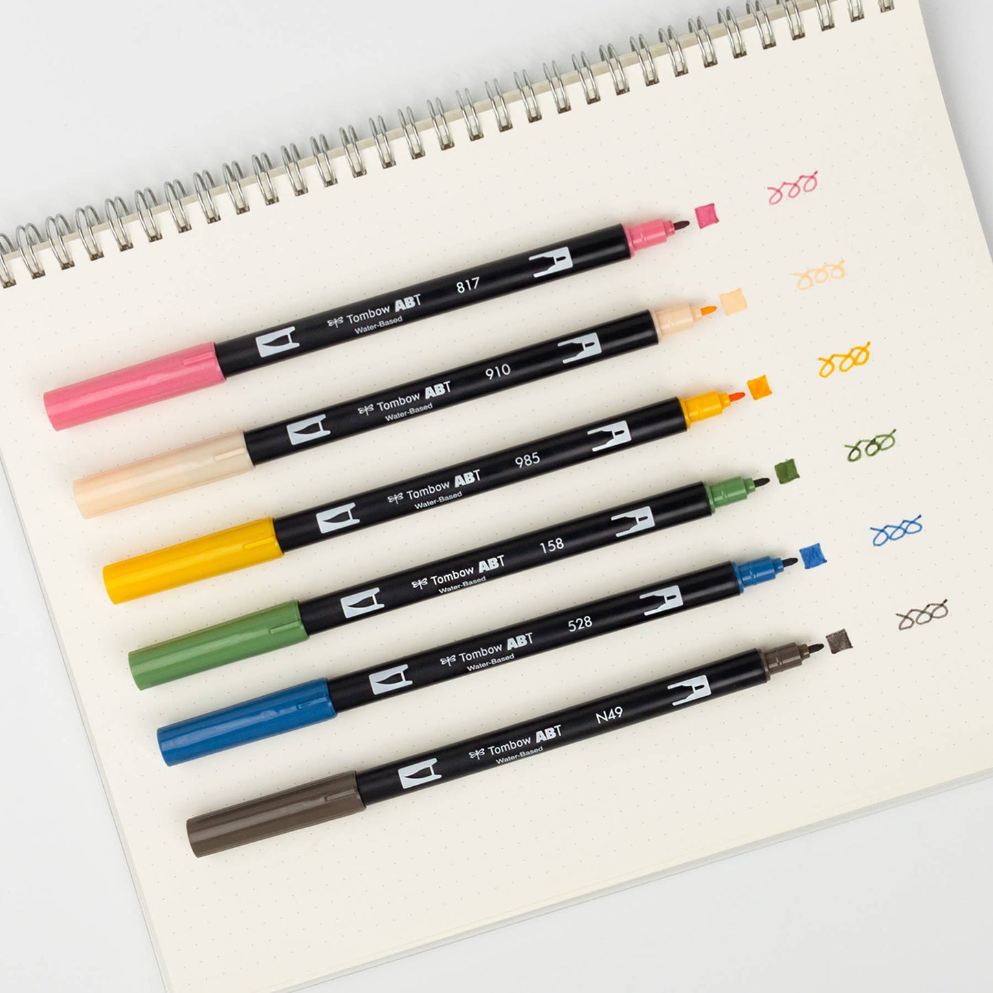 Dual Brush Pen Art Markers, Manga Illustration, Flower 6-Pk