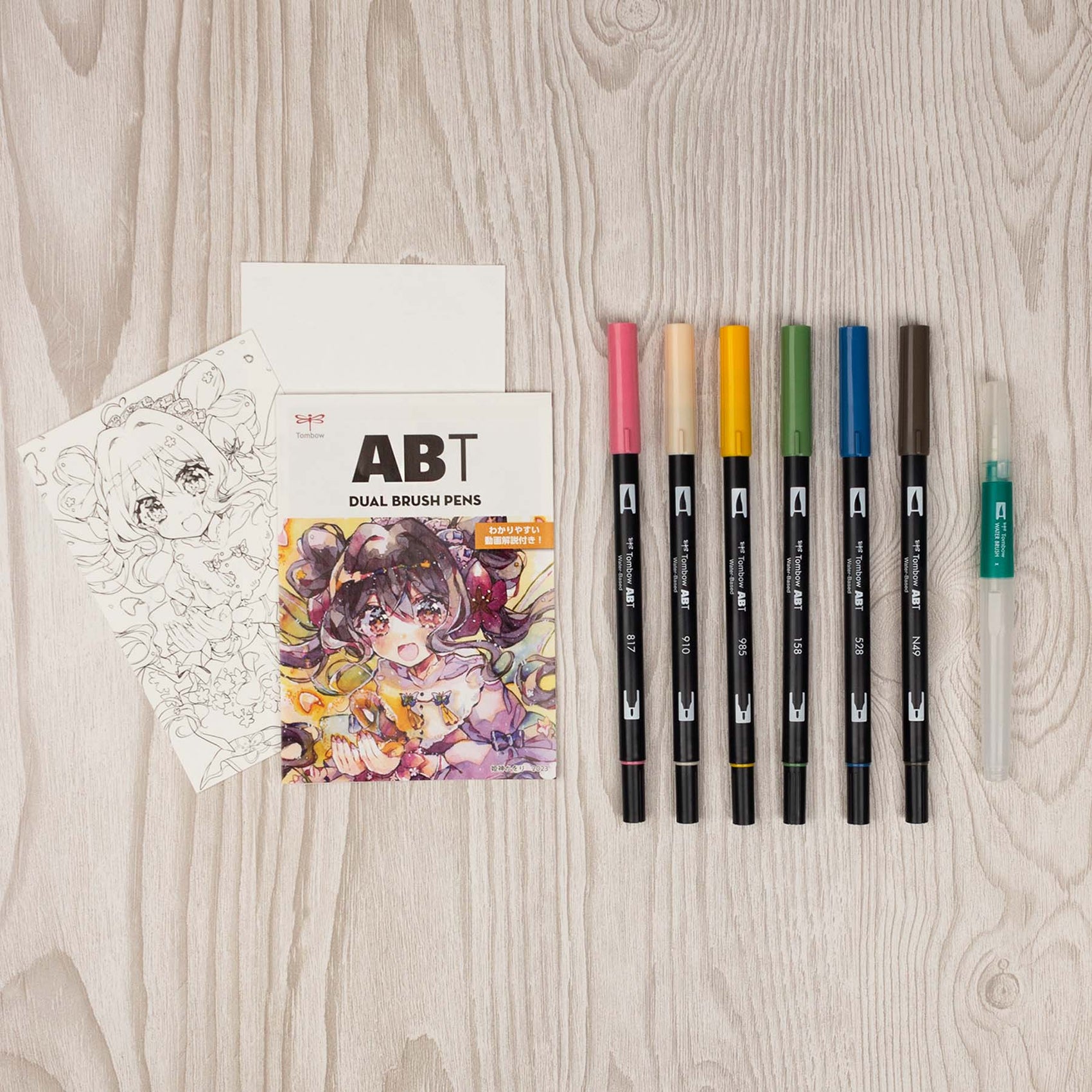 Dual Brush Pen Art Markers, Manga Illustration, Flower 6-Pk