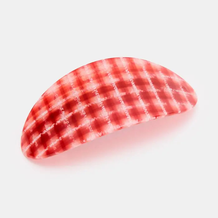Chunks Oval Barrette in Red Plaid