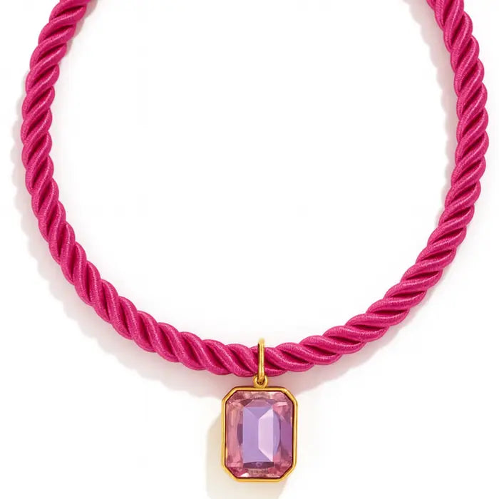 Linny Co Necklace - Tailyn Rope Hot Pink
