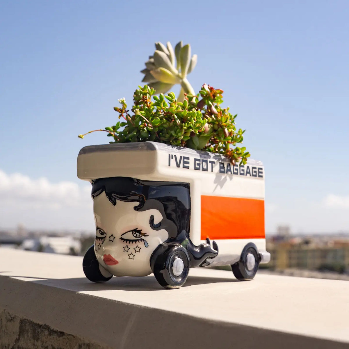 Valfre I've Got Baggage Ceramic Planter