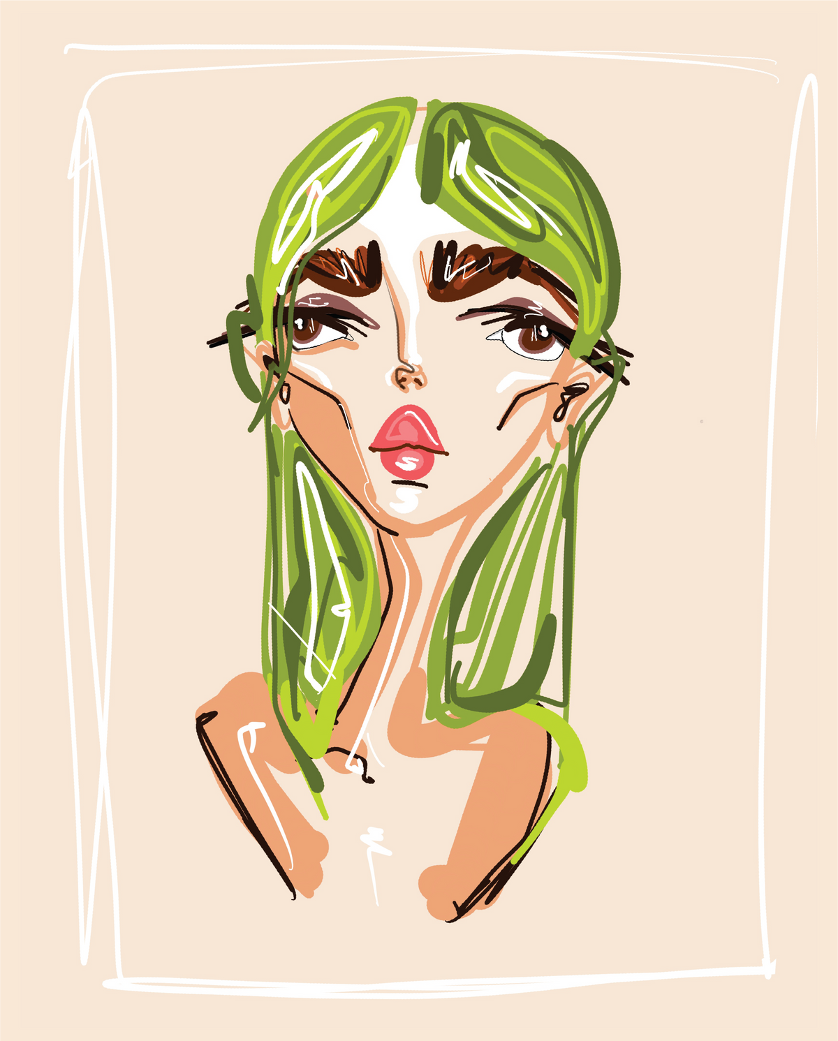 Green Hair Bonita Art Print