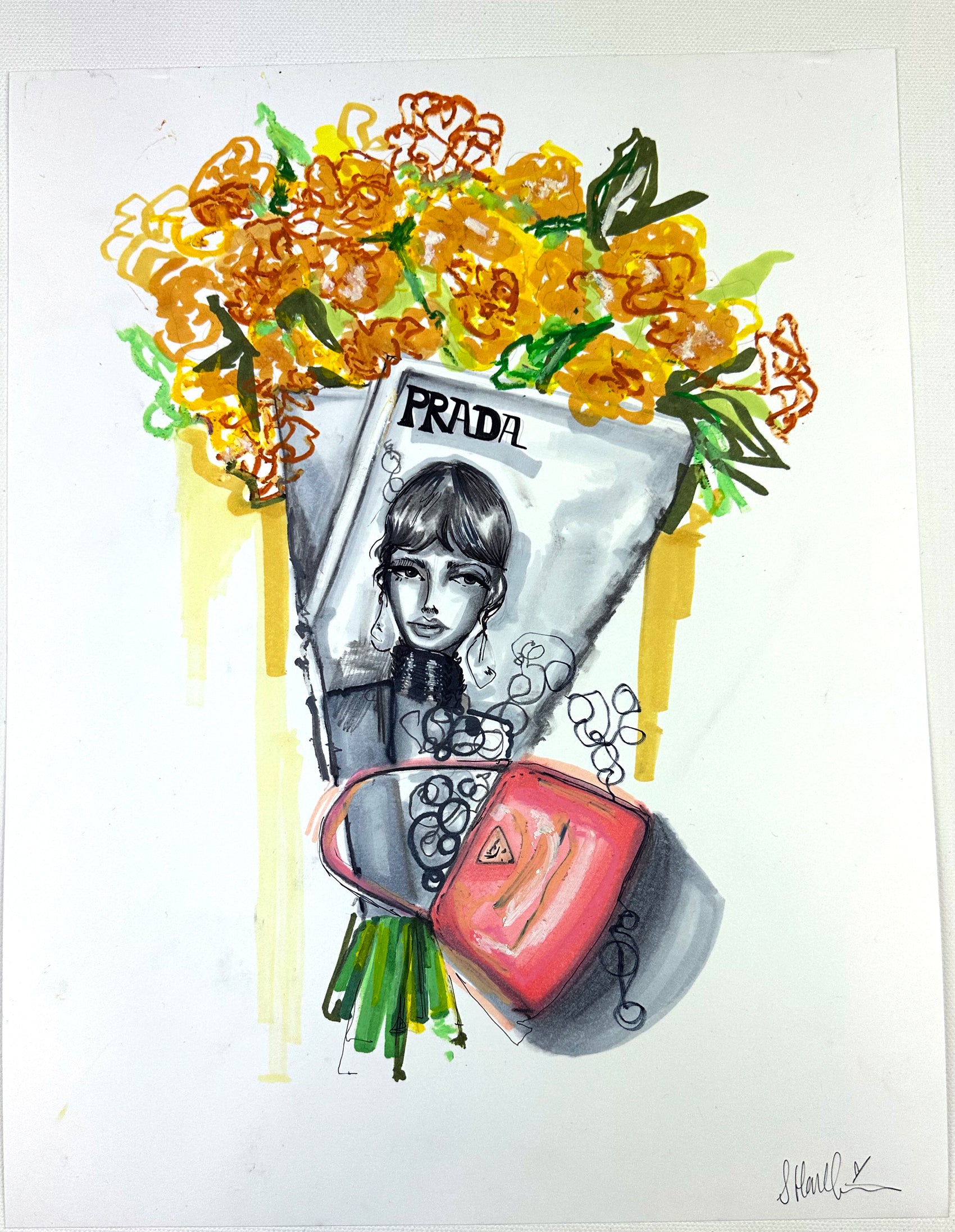Prada Yellow Bouquet Illustration